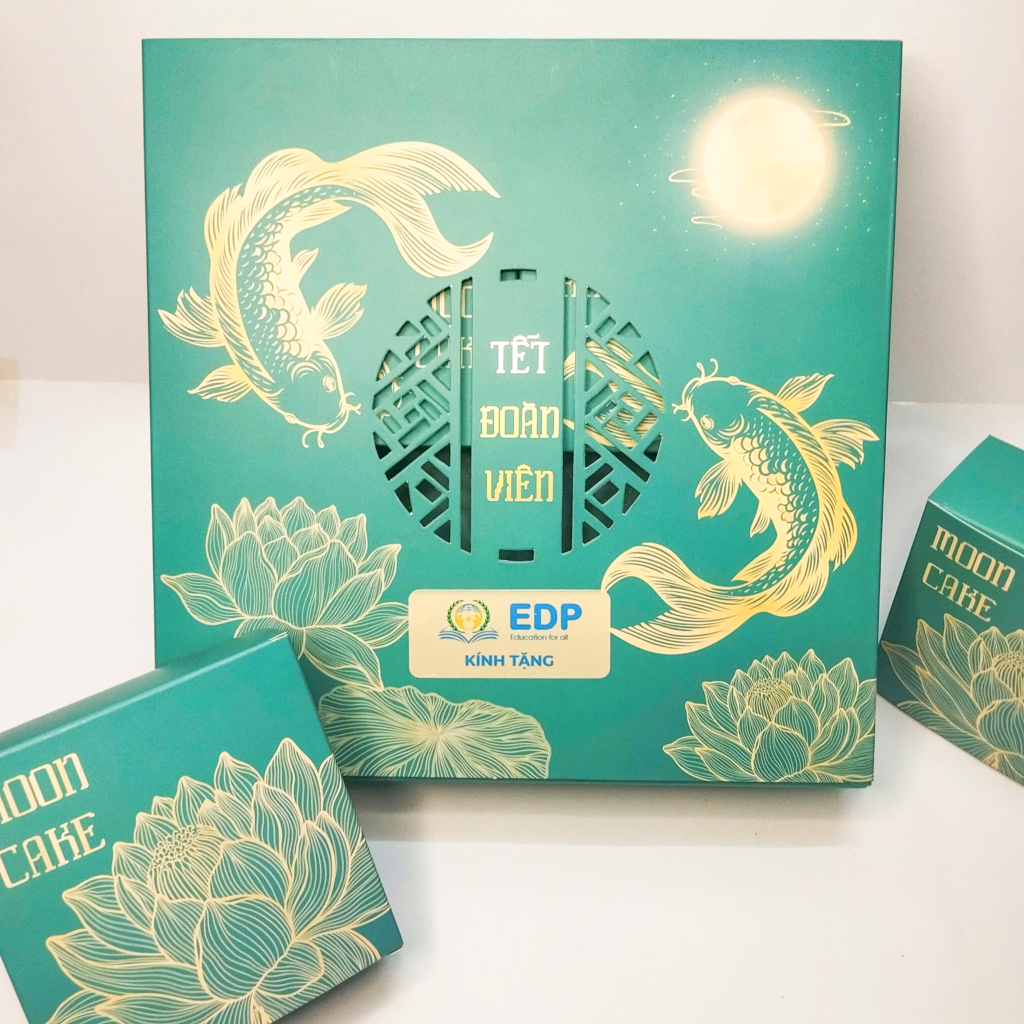 Hộp trung thu nhũ xanh