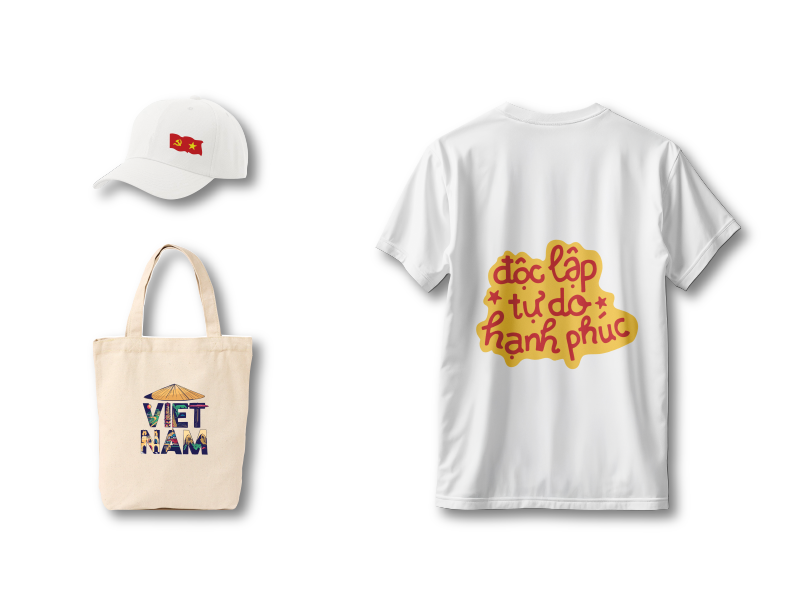 Trang trí áo thun, đồng phục, cờ, túi vải, balo, mũ lưỡi trai
